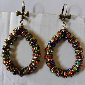 Crystal rhinestone handmade multi color earrings